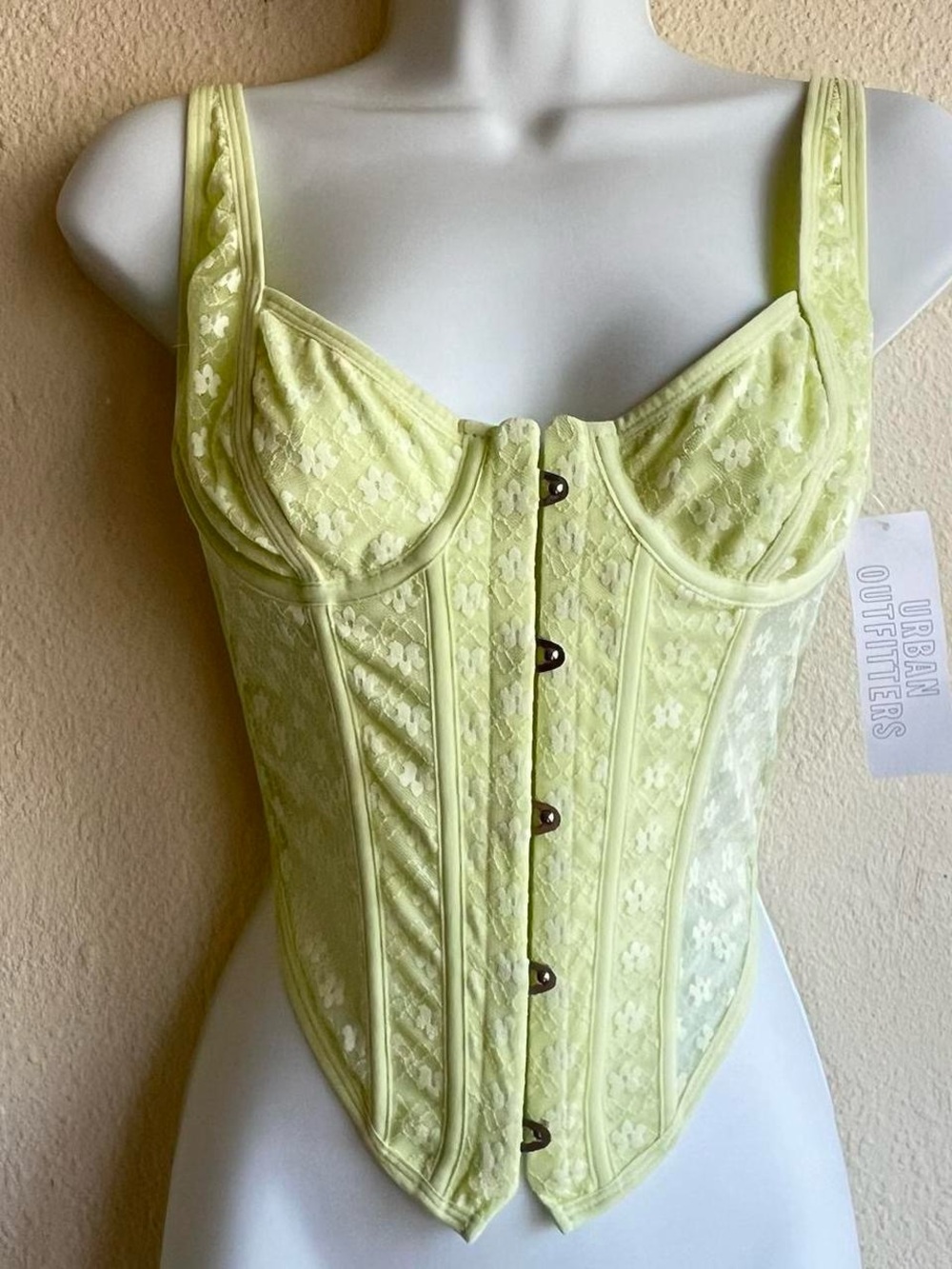 Urban Outfitters Light Yellow Lace Underwire Corset Top